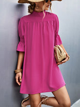 Loose Casual Solid Color  With Stand Collar Stylish Mini Dress